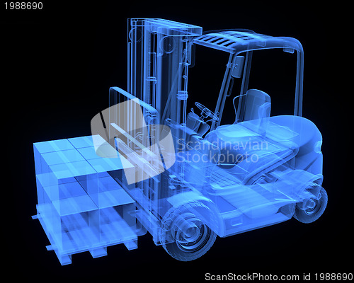 Image of Fork lift truck, with cardboards