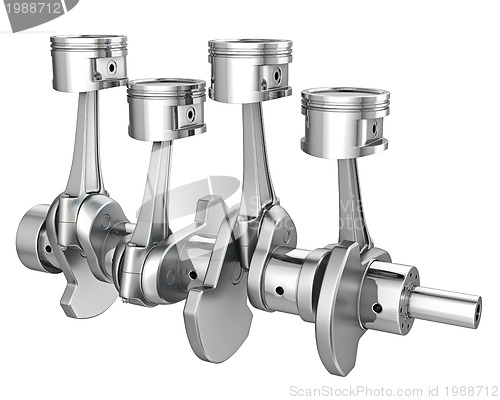 Image of Engine pistons on a crankshaft