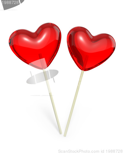 Image of Two heart shaped lollipops