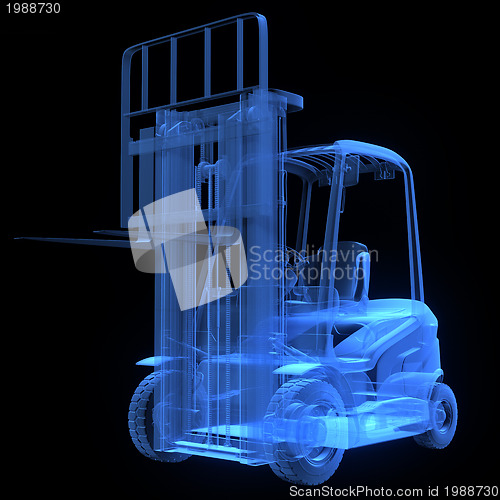 Image of Fork lift truck, front view