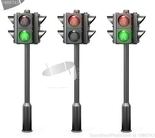 Image of Set of pedestrian traffic lights