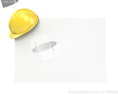 Image of Blank paper with yellow helmet