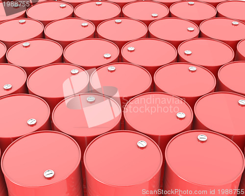 Image of Large group of red barrels