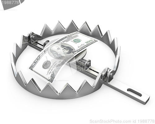 Image of 100 dollars in a bear trap