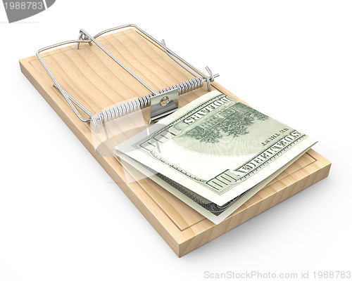 Image of Hundred dollars in a mousetrap