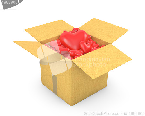 Image of Carton box full of hearts