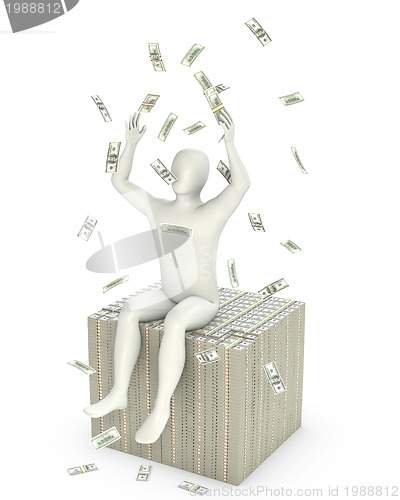 Image of Abstract white man throws dollars