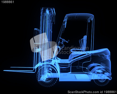 Image of Fork lift truck, side view