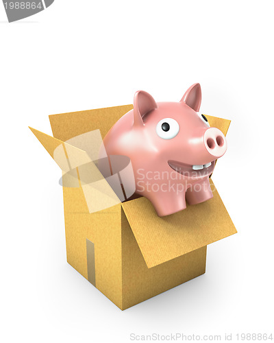 Image of Piggy bank in a carton box