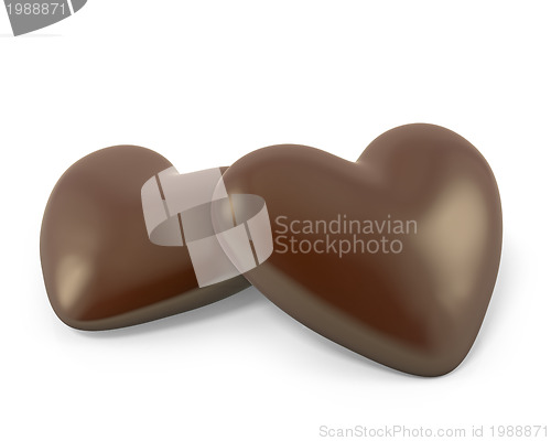Image of Pair of heart shaped chocolate candies 