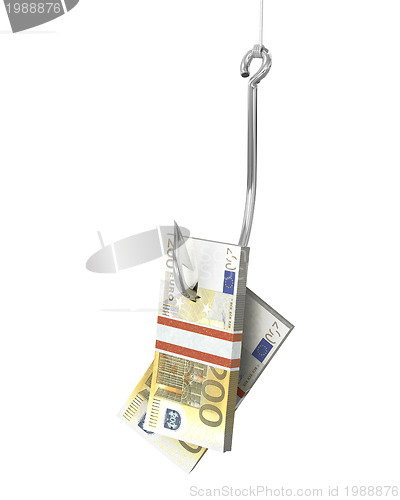 Image of Pack of euro on a fishing hook