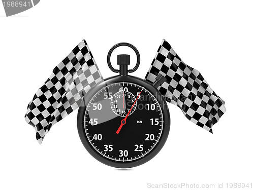 Image of  Checkered flag with Stopwatch.