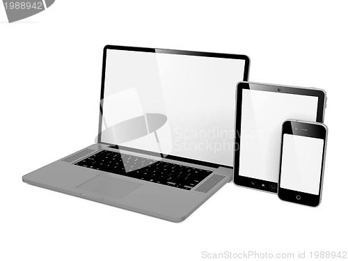 Image of Computer, Laptop and Phone.