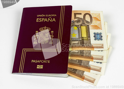 Image of Spanish Passport with Euros