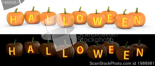 Image of Halloween text carved on pumpkin jack lantern