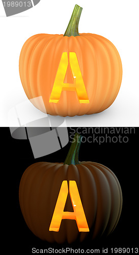 Image of A letter carved on pumpkin jack lantern