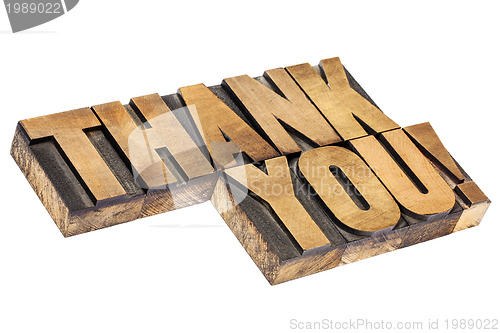 Image of thank you in wood type