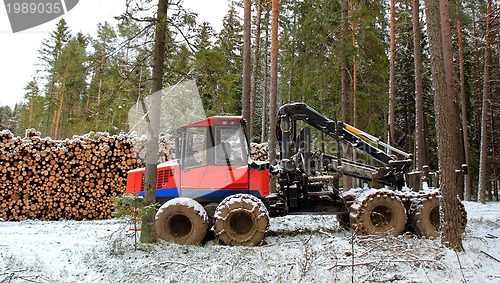 Image of Forwarder at Winter Logging Site