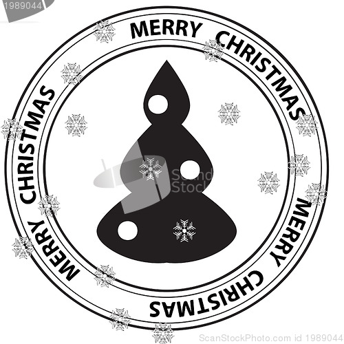 Image of stamp with Xmas Tree and snowflakes