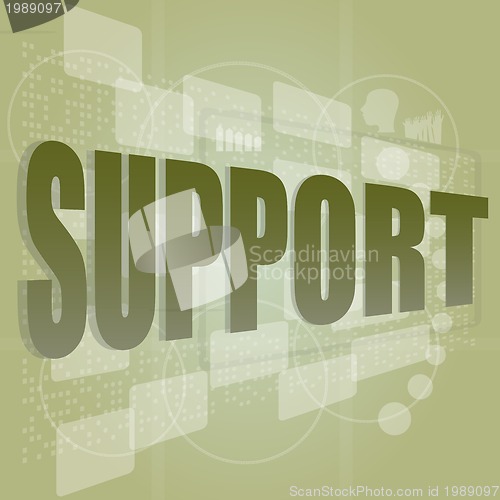 Image of words support on digital screen, it concept