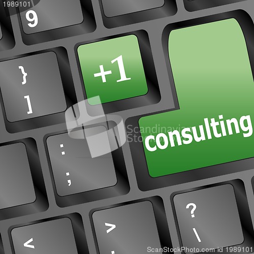 Image of consulting word on white keyboard, business concept