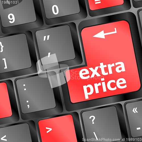 Image of extra price word key or keyboard, discount concept