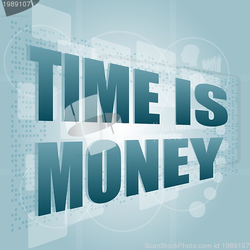 Image of words Time is money on digital screen, time concept