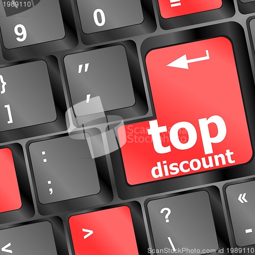 Image of top discount concept sign on computer key