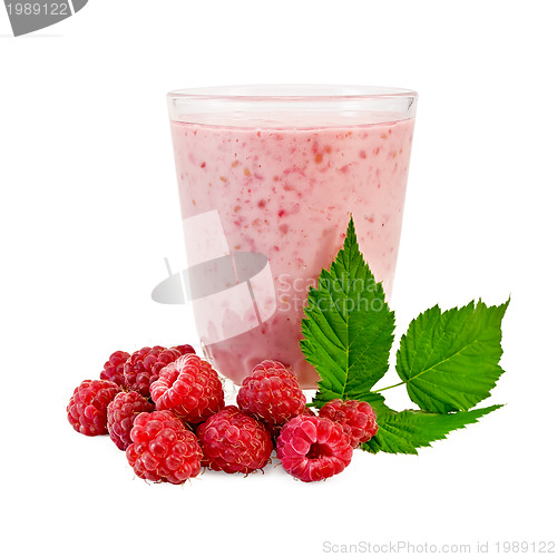 Image of Milk cocktail with raspberries