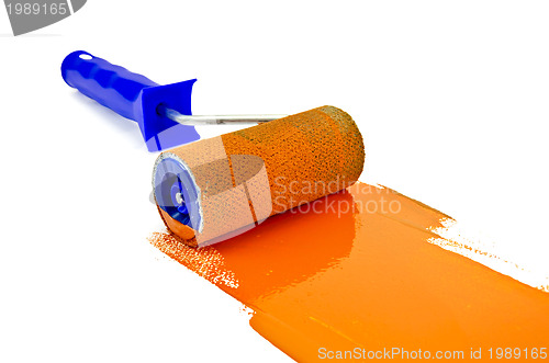 Image of Roller with orange paint