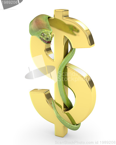 Image of Green cobra on a gold dollar sign