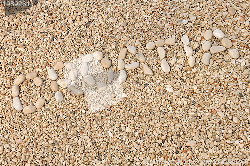 Image of Croatia word made of pebbles, authentic picture of Hvar's beach