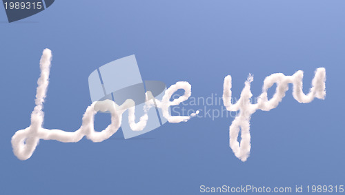 Image of Love you text in sky