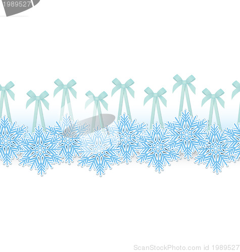 Image of Snowflake on ribbon border 