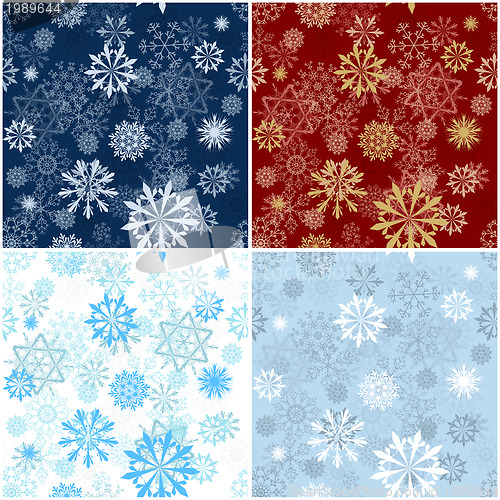 Image of Set of Seamless Snowflake Patterns