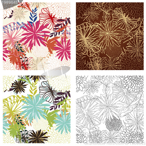Image of Floral Seamless Color Set