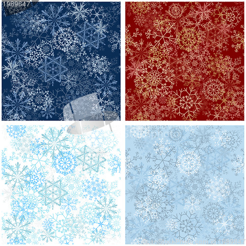 Image of Set of Seamless Snowflake Patterns