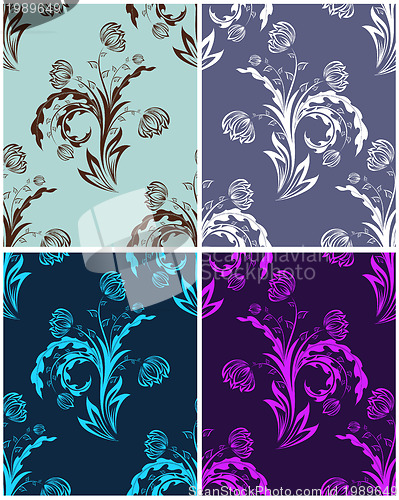 Image of Floral Seamless Color Set