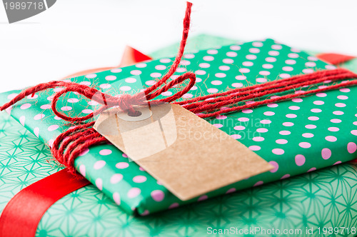 Image of Wrapped gifts with tag