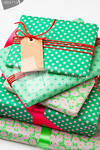 Image of Wrapped gifts with tag