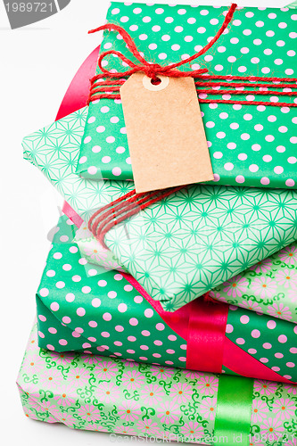 Image of Wrapped gifts with tag