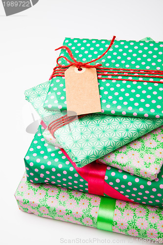 Image of Wrapped gifts with tag