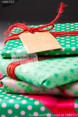 Image of Wrapped gifts with tag