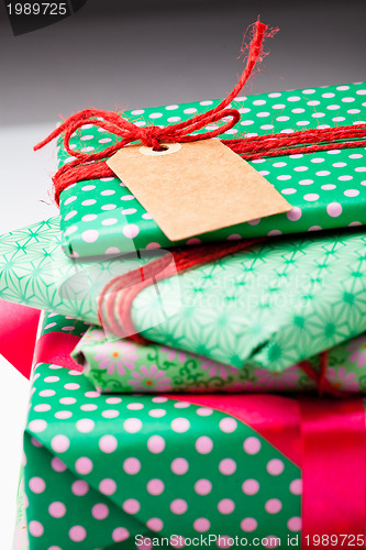 Image of Wrapped gifts with tag