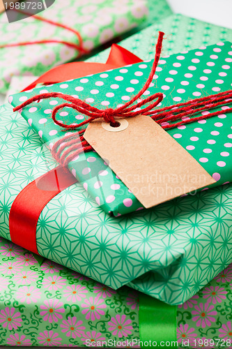 Image of Wrapped gifts with tag