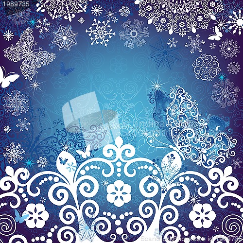 Image of Christmas white-blue frame