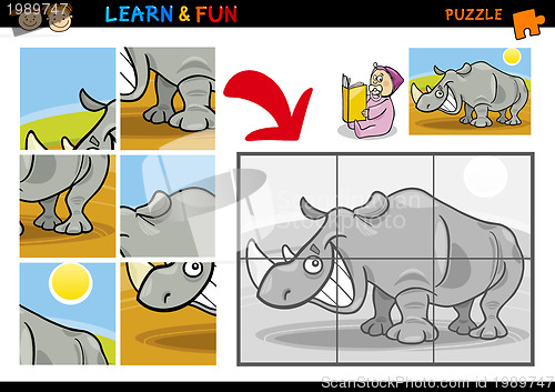 Image of Cartoon rhinoceros puzzle game
