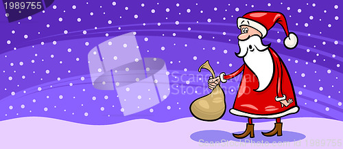 Image of Santa Claus and sack cartoon card