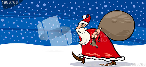 Image of Santa Claus with sack cartoon card