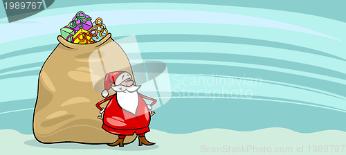 Image of Santa Claus and sack cartoon card